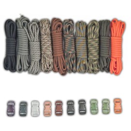 Paracord Planet 550lb Type III Paracord Combo Crafting Kits with Buckles – 100 ft