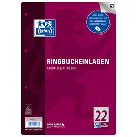 Oxford 400131466 Ring Binder Inserts A4 50 Sheets Line Style 22 Squared Without Margin 90 g/m² Paper SCRIBZEE Compatible