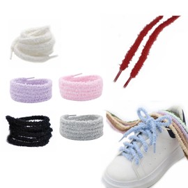 Plush Lacing 2 Pairs 8 mm Round Fuzzy Shoelaces 100 cm Black Shoelaces Universal Soft Elastic Shoelaces Replacement Shoe Laces Cute Shoelaces for Trainers Canvas Shoes, d'Alene to