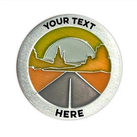 Personalizable Color Sobriety Token | Customizable Chips & Medallions | Antique Silver Finish (Desert Road)