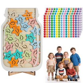 CTYUEYUN Reward Glass for Children, Reward Glass with 600 Star Stickers, 25 Stars Collecting Reward, Reward Charts for Children Behaviour, Ideal for Motivation at Home or in Classrooms