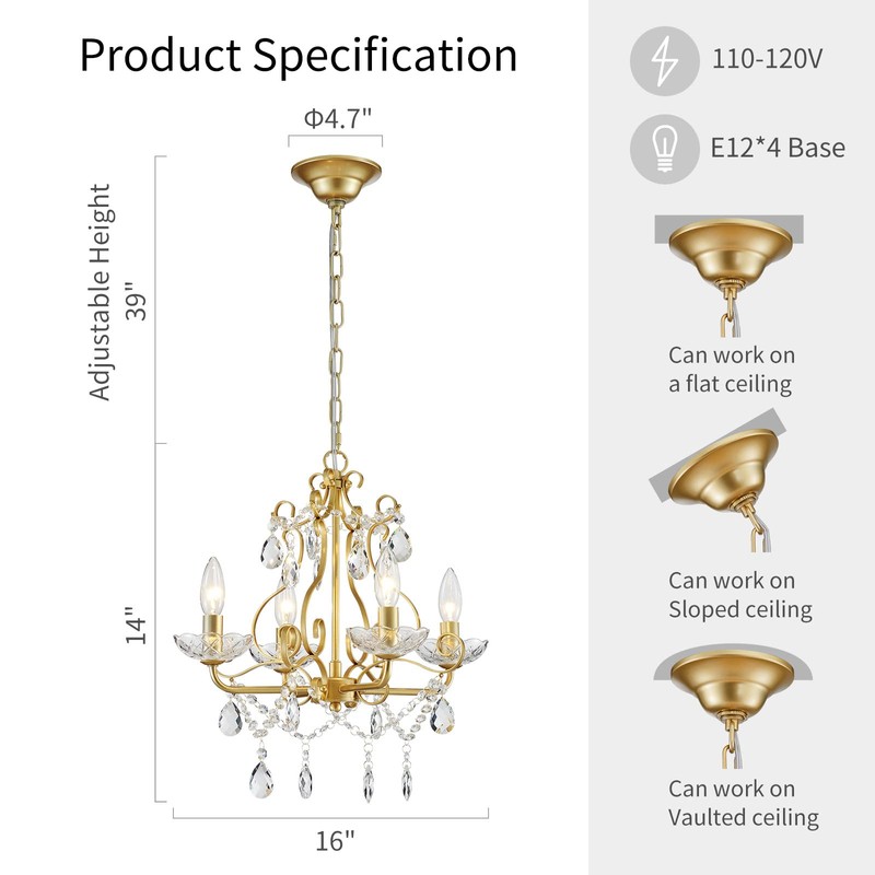 WUZUPS Crystal Candle Chandelier Pendant Flushmount Ceiling Light Modern Lighting