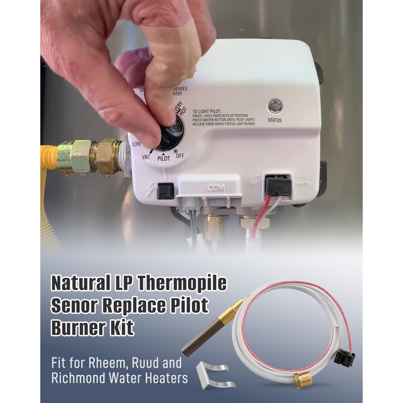 LP Thermopile Senor Fit for Rheem/Ruud/Richmond Water Heaters, Replace SP20824
