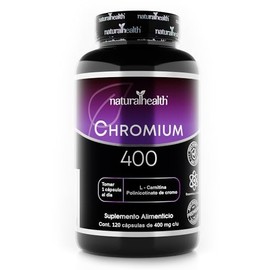 Natural Health. Picolinato de Cromo  L-Carnitina. Frasco con 120 Cpsulas de 400mg. Ingredientes naturales. Rinde 4 meses de uso.                      