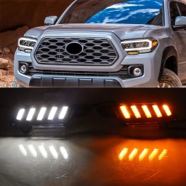 Pair LED DRL Amber Turn Signal Light For Toyota Tacoma 2016-2023 Daytime Running