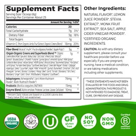 Orgain Organic Wonder Gut Fiber Supplement Powder, 5 in 1 Blend with 1 Billion Probiotics, Greens, Vitamin C, Adaptogens for Gut Health and Immune Support, Non-GMO, Strawberry Lemonade, 7.05 oz