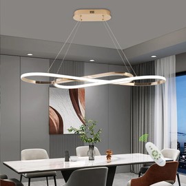 Modern Led Pendant Light for Kitchen Island Lighting Modern Gold Chandelier for Dining Room Light Fixture Over Table,Led Chandelier Light Fixture Height Adjusted (Electroplated Gold)