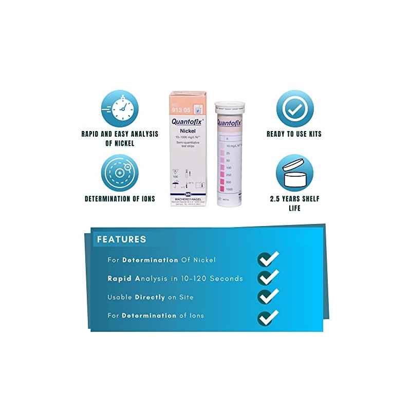 Quantofix 1138895 Nickel Reagent Test Strips for testing for Nickel