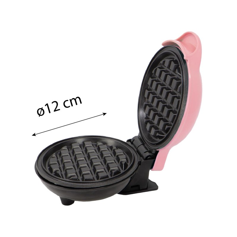 Jocca - Round Waffle Iron in Pink, 500 W, Non-Stick