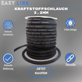 Easy Link Kraftstoffschlauch 3.2mm 1m Benzinschlauch Dieselschlauch Ölschlauch Schlauch NBR DIN 73379