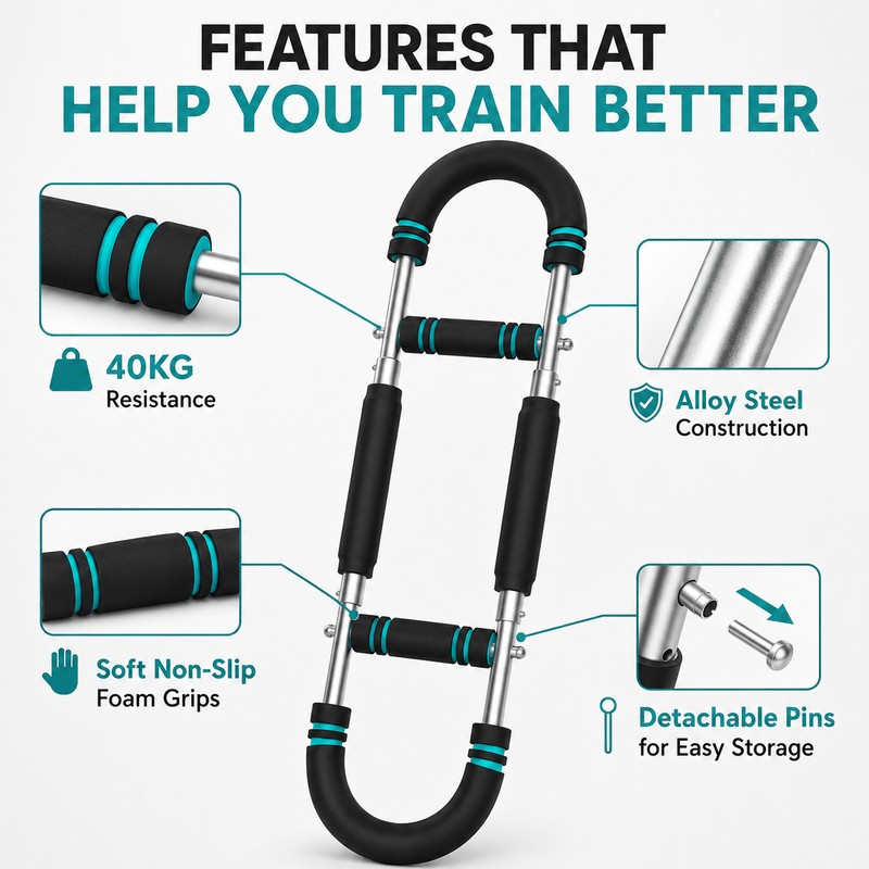 40KG Power Twister Bar for Home Workouts – U-Shape Arm,