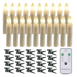20 Pack LED Window Candles with Timer Remote, Waterproof Battery Operated Christmas Tree Candles Flickering Flameless Electric Taper Candlelight for Xmas Holiday Party Home Decor