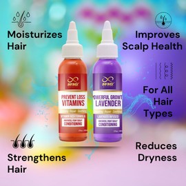 Infinix Hair Revive Duo: Lavender Infused Growth Oil & Vitamin-Enriched Anti-Loss Treatment, Castor Oil Base, For Irritated Scalp, Grow Thinning Edges, Scalp Conditioning, Hexane-Free 2 Fl Oz x 2Pcs
