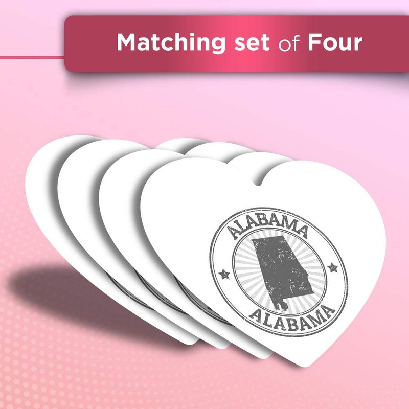 Vinyl Heart Stickers (Set of 4) - BW - Alabama