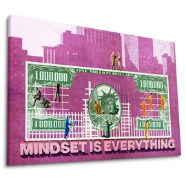 $1,000,000m 'Mindset Is Everything' Motivational, Inspirational & Money Finance Canvas Wall Art Office Decor | 100% Unique & Original, Positive Mentality, Teamwork Canvas Wall Art Decoration Gift With Quotes For Men, Women, Entrepreneurs, Self-Employed |