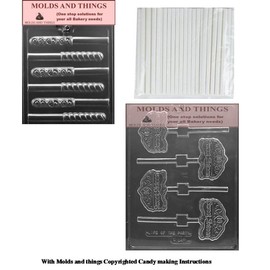 Sweet 16 on tiara Chocolate candy mold & Swirl Pretzel Chocolate candy mold With Copywrited molding Instructions + 50 sticks
