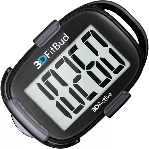 3DFitBud Simple Step Counter Walking 3D Pedometer with Clip and