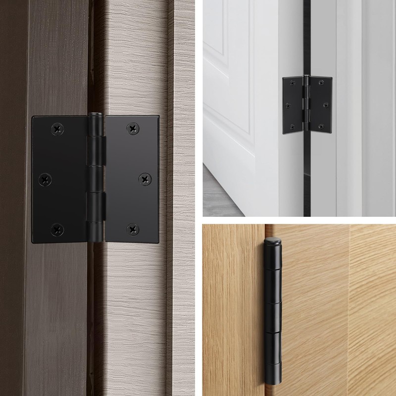 KNOBWELL 10 Pack Matte Black Door Hinges 3.5" X 3.5"