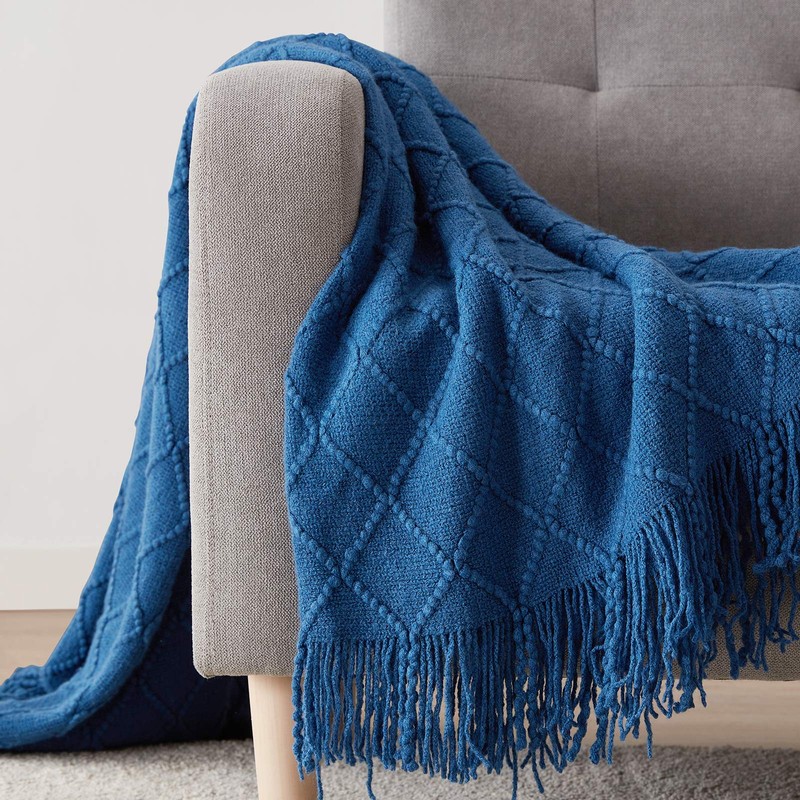 BOURINA Throw Blanket Textured Solid Soft Sofa Couch Cover Decorative