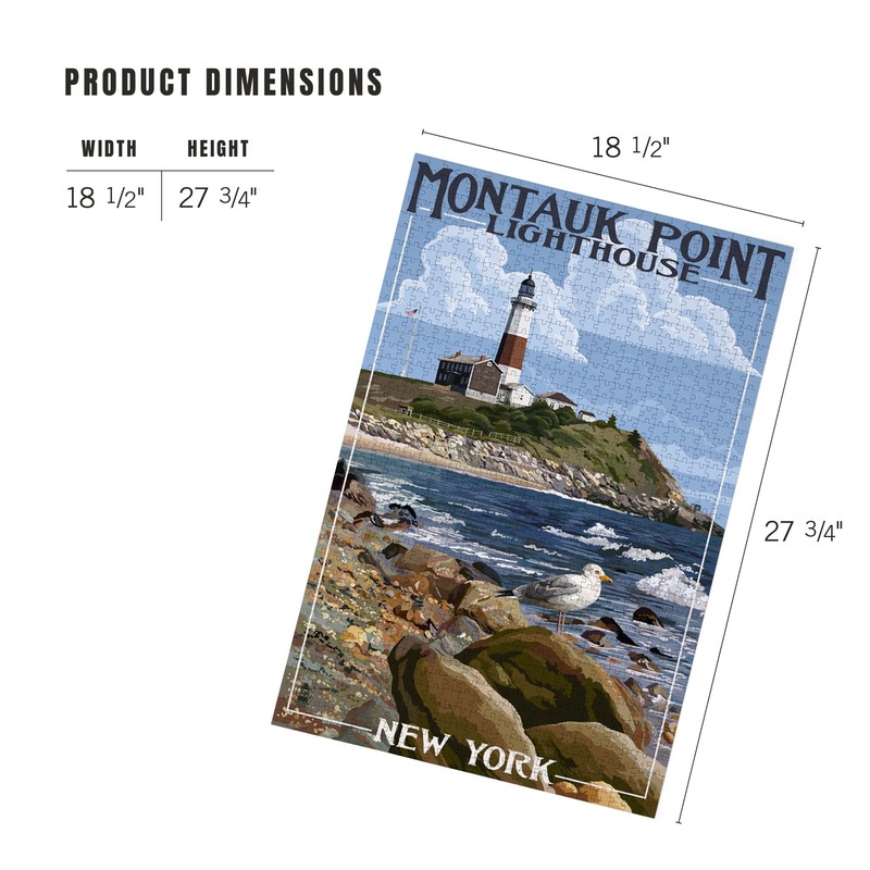 Lantern Press Montauk Point Lighthouse, New York, 1000 Piece Jigsaw