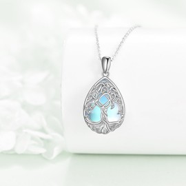 VENACOLY NA Gift Tree of Life Necklace S925 Sterling Silver Narcotics Anonymous Recovery Symbol Necklaces Moonstone Tree of Life NA Sobriety Pendant Jewellery for Women Fmale