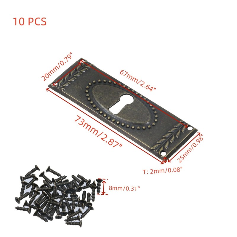 T Tulead Keyhole Cover Lock Escutcheon Plate Iron Rectangular Keyholes