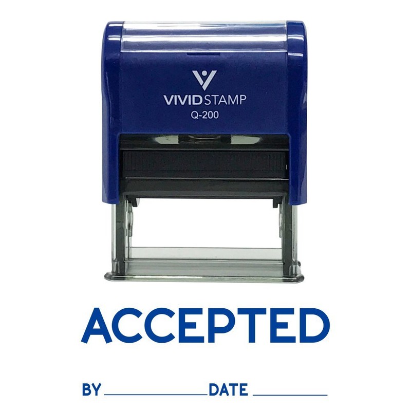 Accepted by Date Self Inking Rubber Stamp (Blue Ink) -
