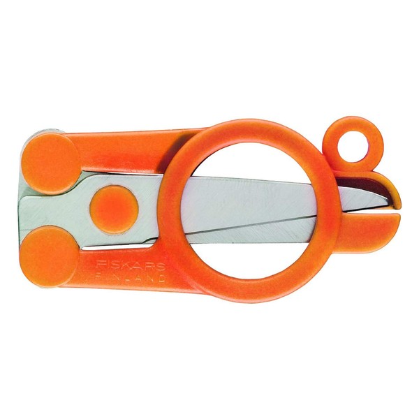 Fiskars 6411501951236 Foldable Scissors, Length: 11 cm, for Right-and Left-Handed Users, Stainless Steel Blade/Plastic Handles, one, Orange
