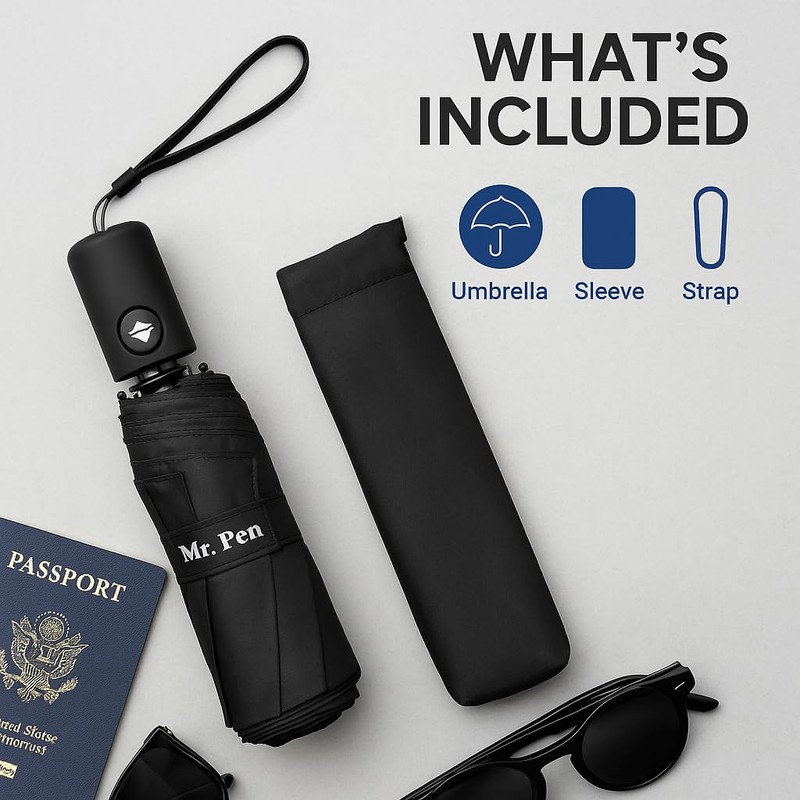 Mr. Pen- Windproof Travel Umbrella, Compact, Water Resistant, Light weight,