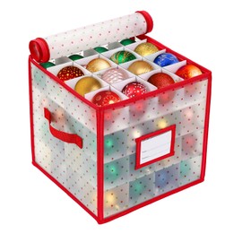 BIEBOS Christmas Tree Ball Organizer Ornament Storage Containers，Ornament Storage Box Hard Plastic Containers That Store Up To 64 Holiday Ornaments