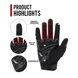 IRON JIA'S Motorcycle Gloves Full Finger Durable for Road Racing Bike Summer Spring Powersports Support Touch Screen red-M
