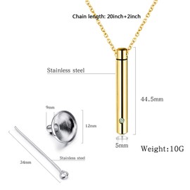 YOUFENG Urn Necklaces for Ashes Urns for Human Ashes Memorial Cremation Urn Locket Stainless Steel Keepsake Ashes Jewelry (Gold)