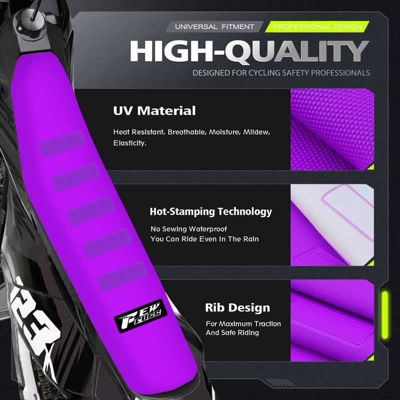 fewfuss Rubber Dirt Bike Seat Cover - Soft Ribbed Hot-Stamping