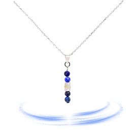 Liberty Angels - Natural stone necklace made of 925 silver and opal - pearl necklace for men and women - necklace with clasp, opal