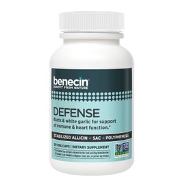 Benecin Defense 1500 mcg Stabilized Allicin per Capsule | Plus high Amounts of SAC & Polyphenols from Black Garlic | Powerful Support of Immune & Heart Function (90 Count, 90, Count)