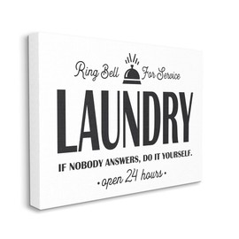 Stupell Industries Ring Bell for Service Sign Sassy Laundry Phrase, Designed by Lettered and Lined Canvas Wall Art, Black