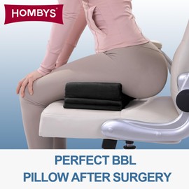 HOMBYS Adjustable Height BBL Pillow After Surgery for Sleeping,High Density Foam BBL Recovery Pillow for Sitting After Surgery, Durable Butt Pillows for Car Seats, Office and Home Chairs (Black)
