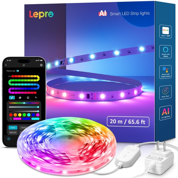 Lepro S1 AI LED Strip Lights for Bedroom - 65.6ft