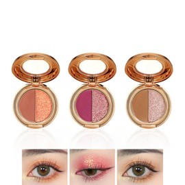 Shining Star River 2 Colors Eyeshadow Eyeshadow Palette Eye Makeup Highlight Tear Bag Makeup Teardrop Bag Concealer Cute Color Portable, High Coloring, Long Lasting -01# Pumpkin Color + Orange Gold