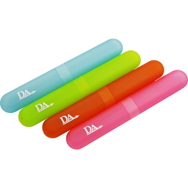 4 x Toothbrush Case Travel Cover ~ Plastic Holder, Store Clean Brushes on Holidays (Pink, Blue, Green & Orange)