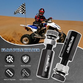 Raceast 2PCS 1/4" Quick Release Flag Pole Holder 1/4 Inch Pole Flag Aluminum Mount For ATV UTV Motorcycle Dirt Bike Parts Flag pole Mounts Accessories (Black)