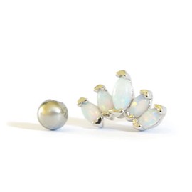 ONE PIECE 16g Piercing Genuine Fire Opal Stud Earring Cartilage Labret Tragus Piercing Handcrafted In USA Nickel FREE Lead Free