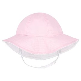 Wee Ones Baby Girls' and Boys' Reversible Summer Ready Sun Hats, Add-A-Bow Option, Moonstitch Brim, 2-4T, Pink