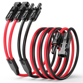 Bateria Power Y-Branch Solar Connectors Extension Cable, 10.8FT 12AWG Solar Cable Parallel Adaptor Solar Panel Wire in Pair with Female and Male Connectors for Solar Panel (1*M/FF+1*F/MM)