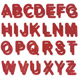 FR Red Glitter Letters Patches - Iron On Patches (Durable, Tear-Resistant, Colorfast, Washable) for Clothing, Jackets, Bags, DIY Crafts - 52 Pcs