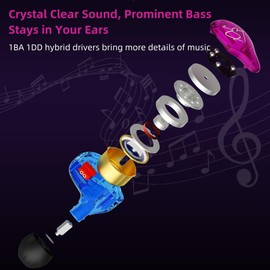 YINYOO YINYOO Easy KZ ZST Colorful Hybrid Banlance Armature with Dynamic in-Ear Earphone 1BA+1DD HiFi Headset KZ in Ear Monitors Headphones Wired Earbuds IEM Earphones Gaming Earbuds (Colorful Without mic)