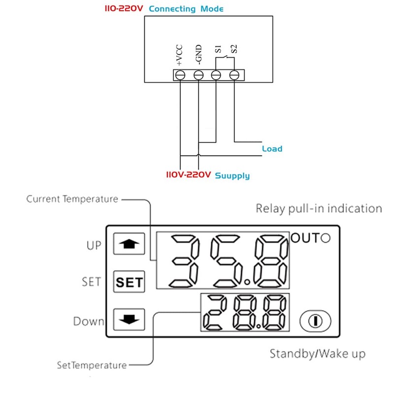 W3230 - Módulo driver de temperatura LED digital, interruptor termostato