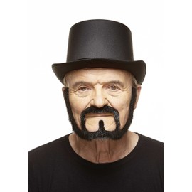 Mustaches Self Adhesive, Novelty, Squatter Fake Beard, False Facial Hair, Costume Accessory for Adults, Black Lustrous Color