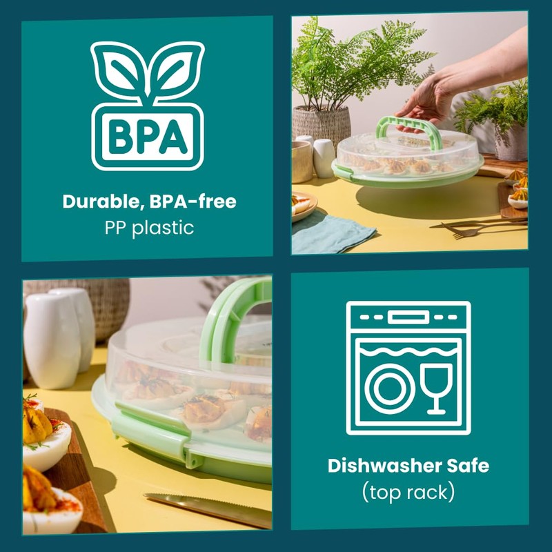 Crafted Containers Deviled Egg Carrier with Lid & Handles, 22-Count