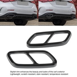 Aramox Exhaust Trim, Pair of Rear Silencers, Tailpipe Trim, ABS Plastic Replacement for Benz C-Class W206 from 2021 (Glossy Black)